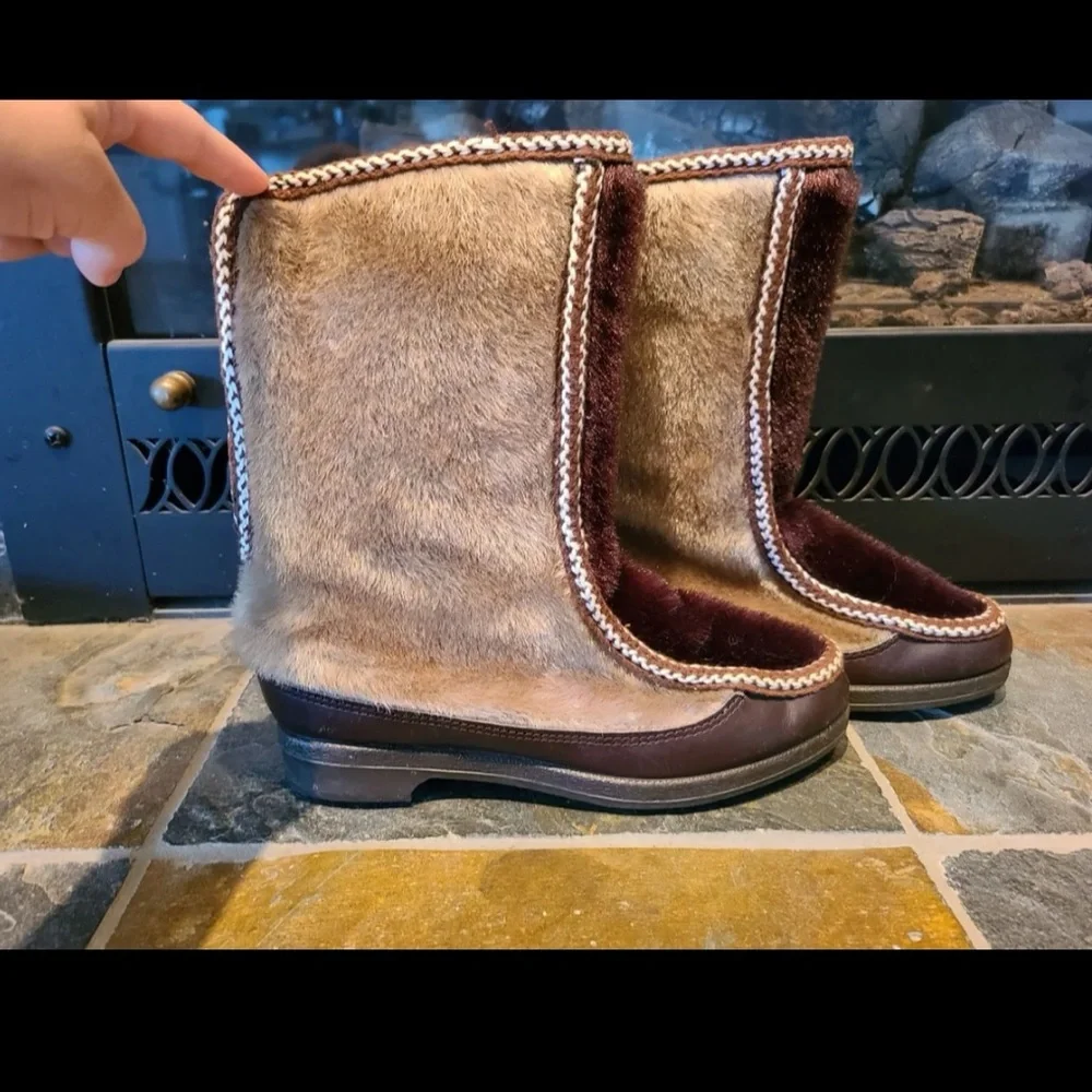 Vintage Aspen Brown Faux Fur Fleece Lined After-Ski Snow Boots size 7